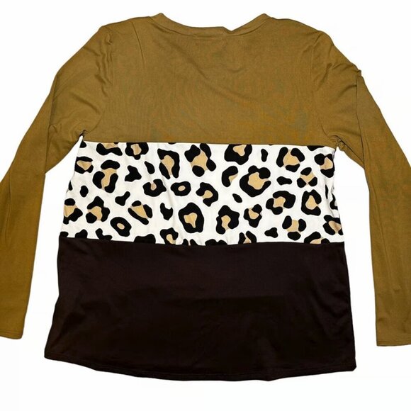 NWT Perfect Peach Color Block Contrast Print Top - Size Small​​​ - Picture 3 of 6